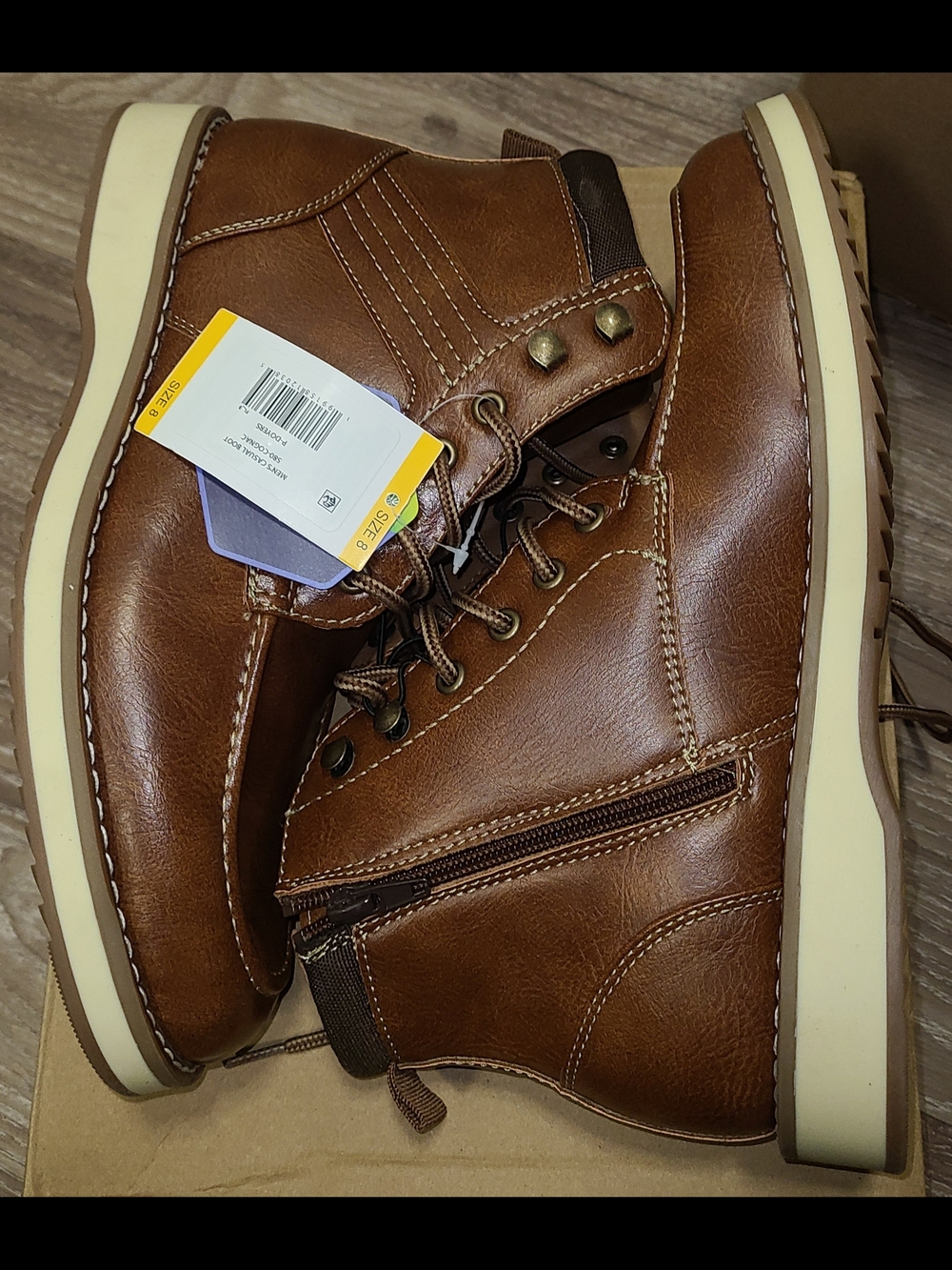 Steve Madden Men's Brown Lace-Up Side-Zip Boots